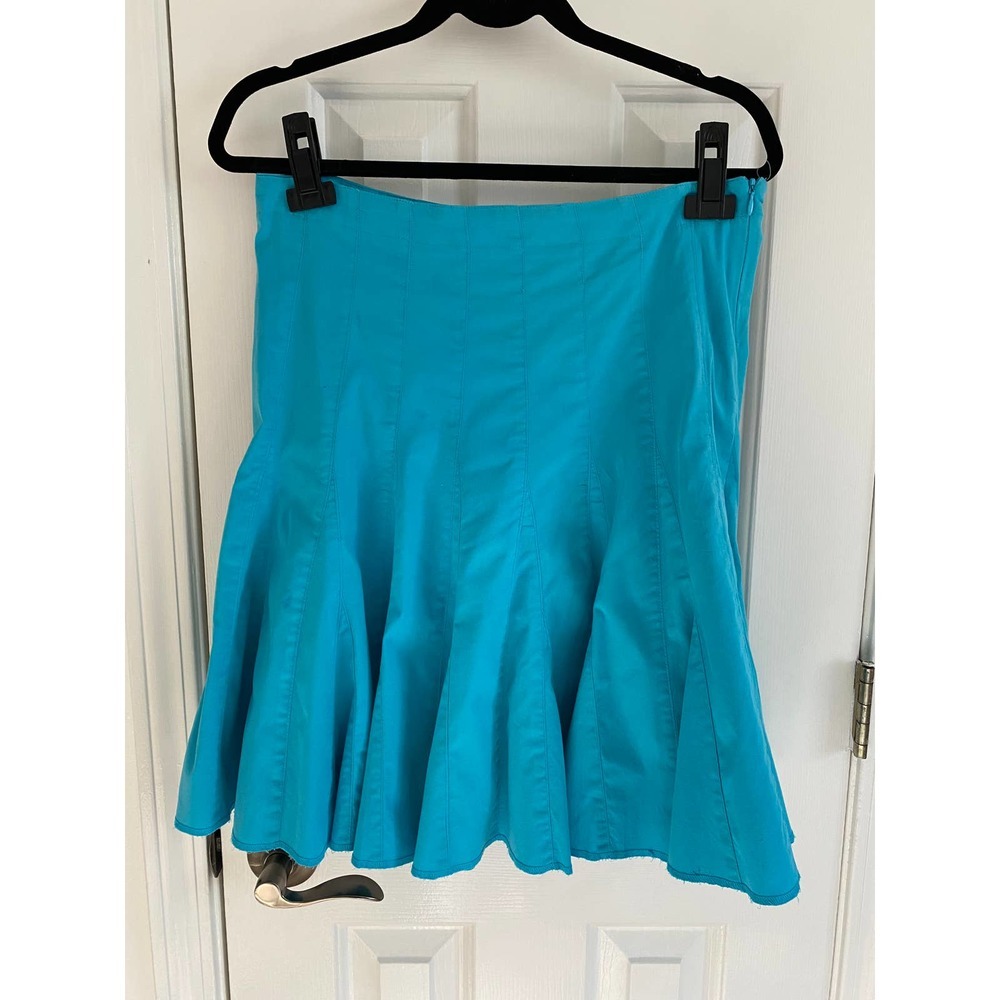 Guess Jeans SKIRT 31 TURQUOISE Vintage High Waist Side Zip A-Line Mini Circle
